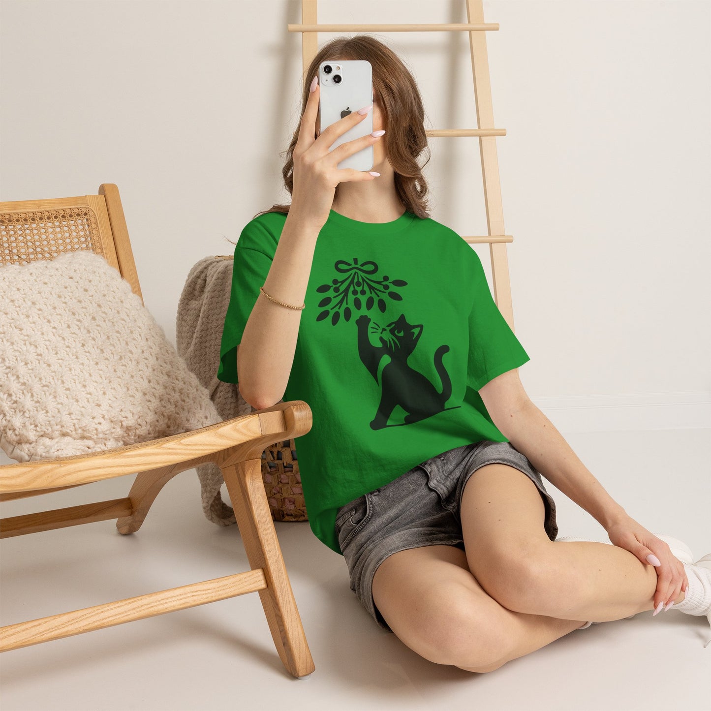 Cat Playing With Mistletoe Tee
