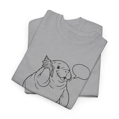 Chubby Mermaid Shell Phone Manatee T-Shirt
