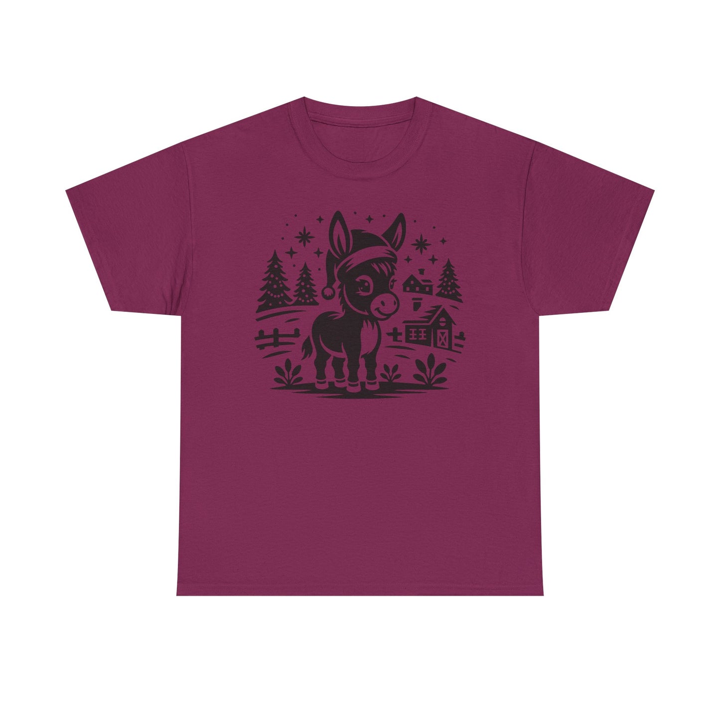 Donkey Farmhouse Christmas Tee — Cute Rustic Donkey Graphic T-Shirt