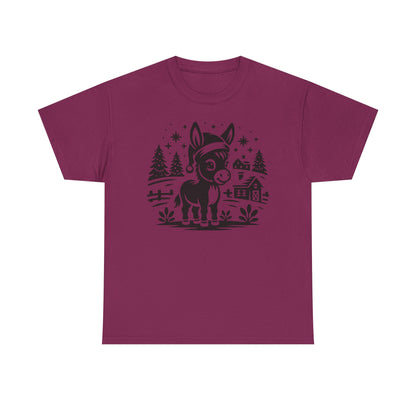 Donkey Farmhouse Christmas Tee — Cute Rustic Donkey Graphic T-Shirt