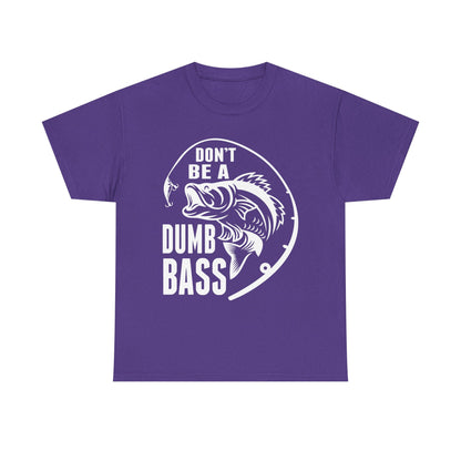 Fishing T-Shirt - White – "Don't Be a Dumb Bass" Graphic Tee for Anglers