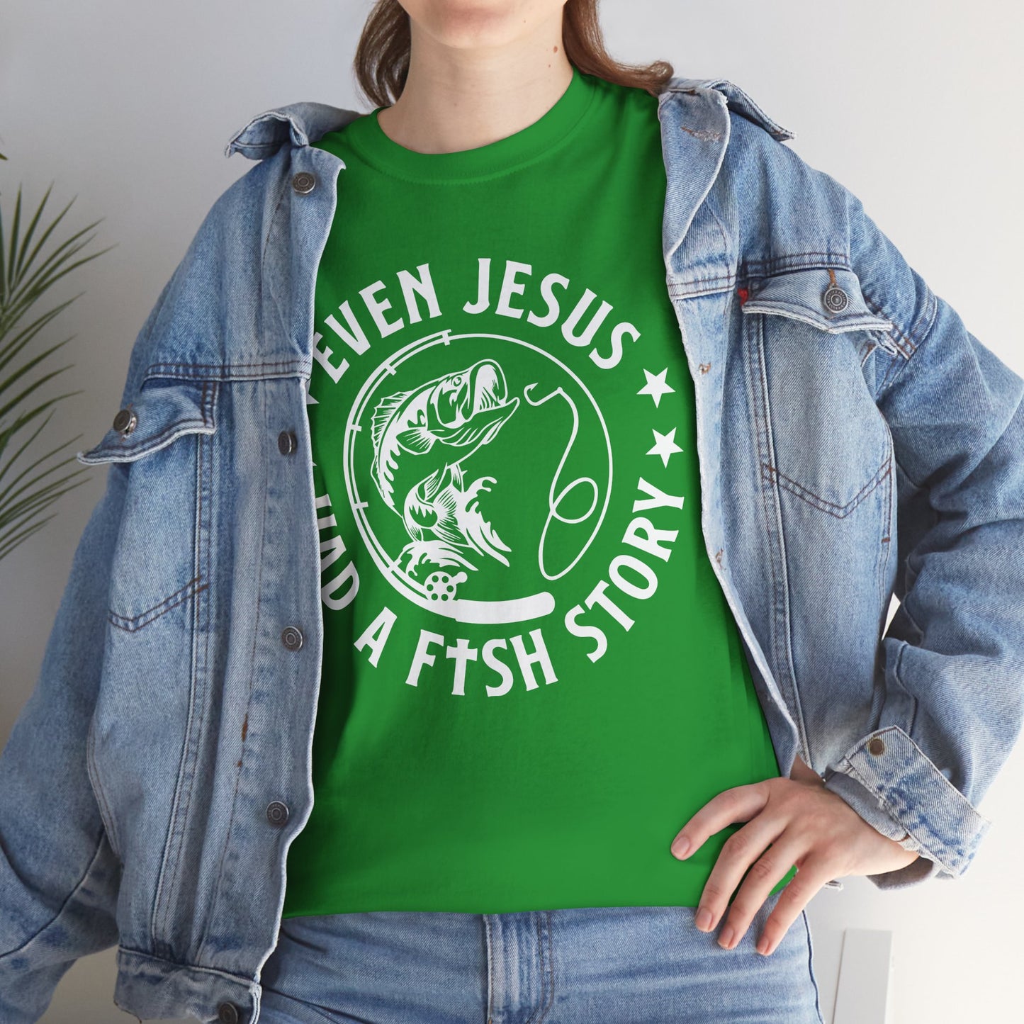 Fishing Tee-White  — "Even Jesus Had a Fish Story" Christian Outdoors Shirt