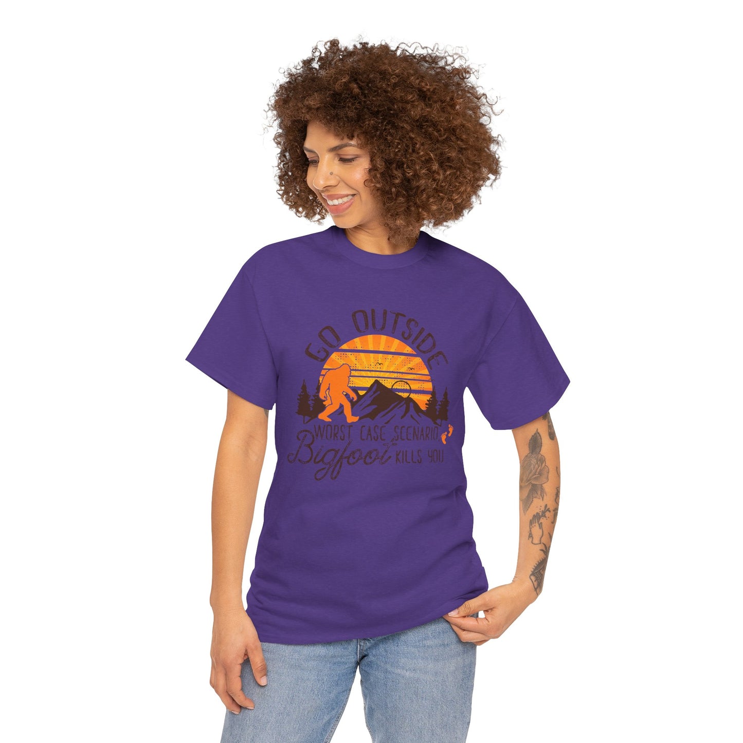 Go Outside Bigfoot Tee — Funny Outdoor Camping T‑Shirt (Worst Case Scenario Bigfoot Kills You)