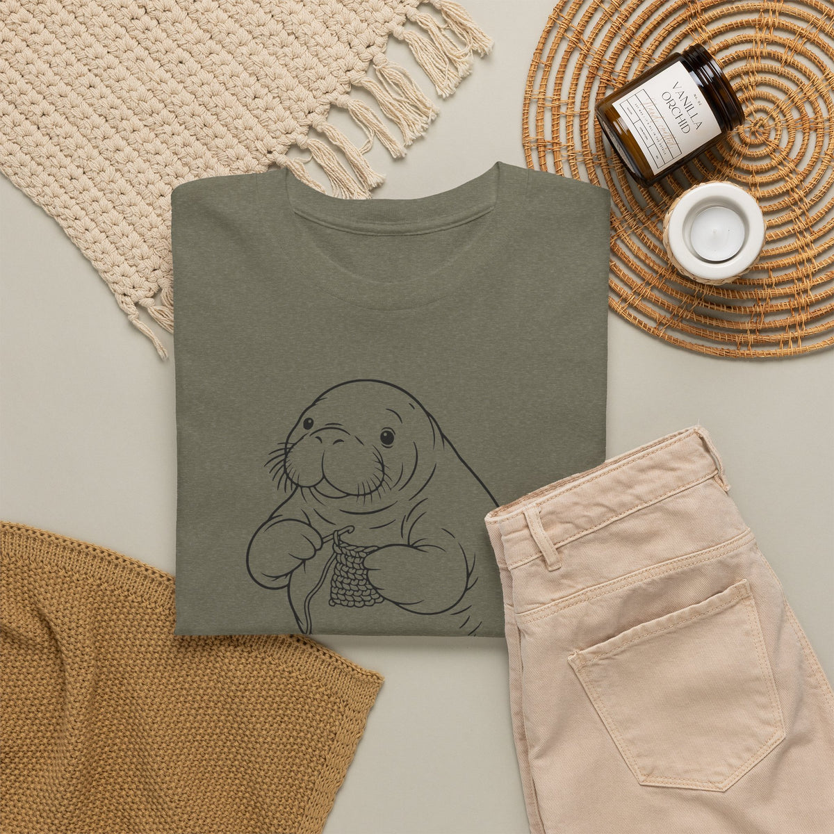 Chubby Mermaid Coastal Crochet Manatee T-Shirt