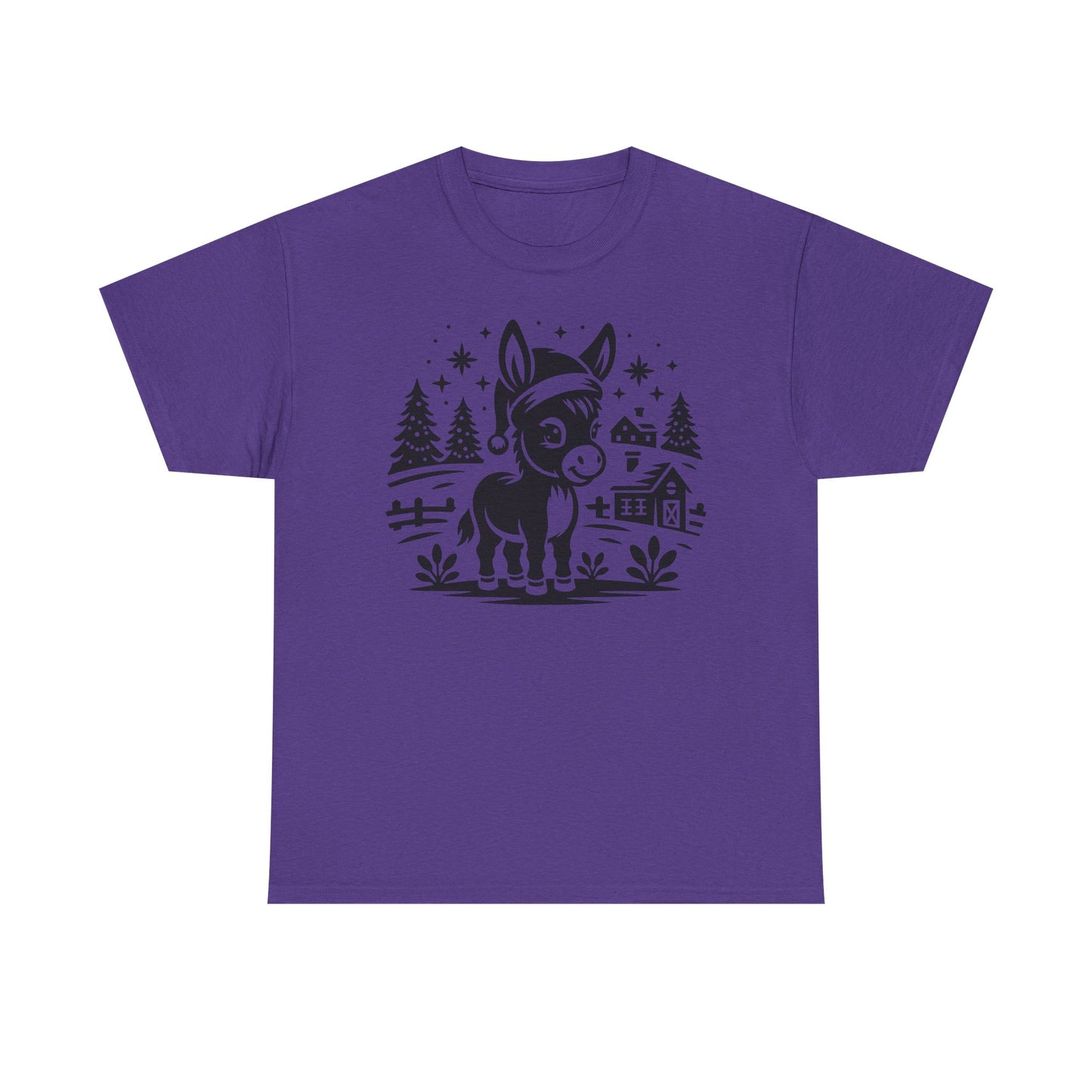 Donkey Farmhouse Christmas Tee — Cute Rustic Donkey Graphic T-Shirt