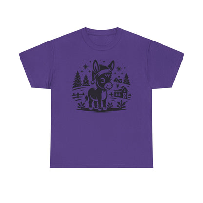 Donkey Farmhouse Christmas Tee — Cute Rustic Donkey Graphic T-Shirt