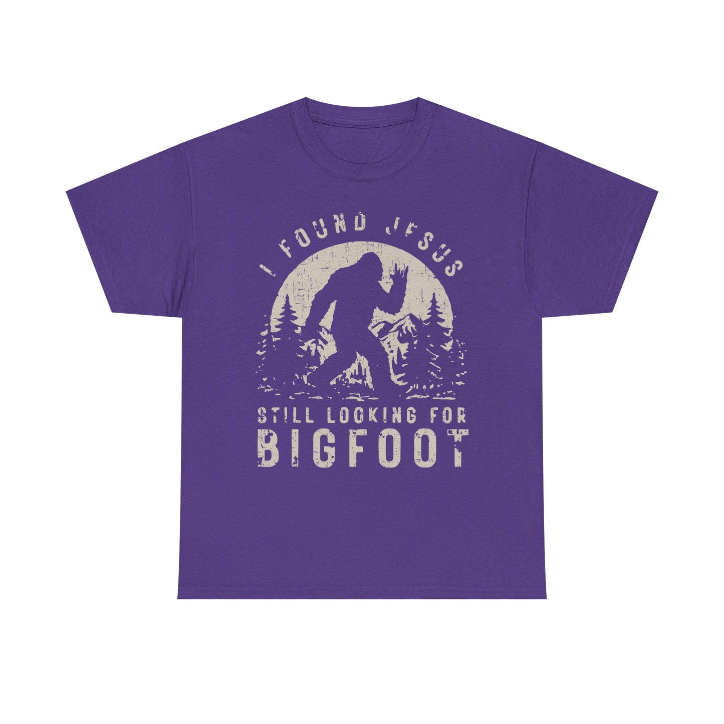 Bigfoot Graphic Tee -Tan — "I Found Jesus Still Looking for Bigfoot"