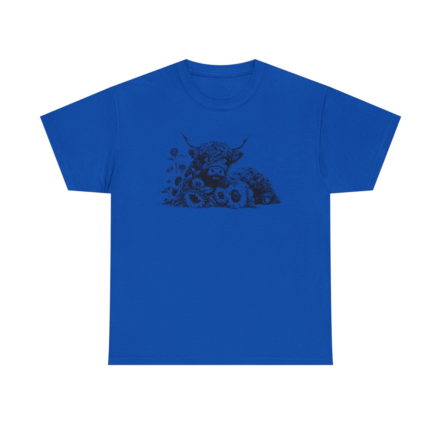 Highland Cow & Sunflowers T‑Shirt — Vintage Farm Animal Graphic Tee