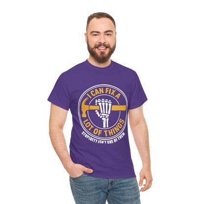 I Can Fix A Lot Of Things T-Shirt — Funny Mechanic Skeleton Wrench Tee