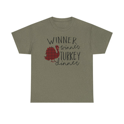 Winner Winner Turkey Dinner T-Shirt — Plaid Turkey Thanksgiving Tee