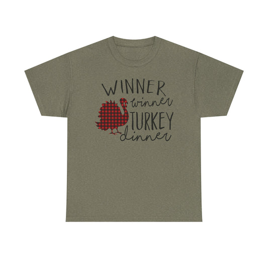 Winner Winner Turkey Dinner T-Shirt — Plaid Turkey Thanksgiving Tee
