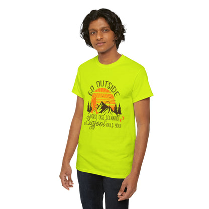 Go Outside Bigfoot Tee — Funny Outdoor Camping T‑Shirt (Worst Case Scenario Bigfoot Kills You)