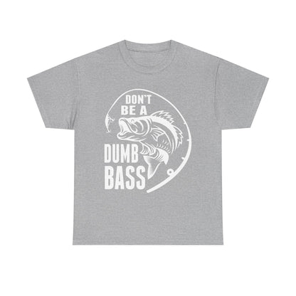 Fishing T-Shirt - White – "Don't Be a Dumb Bass" Graphic Tee for Anglers