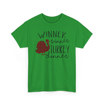 Winner Winner Turkey Dinner T-Shirt — Plaid Turkey Thanksgiving Tee