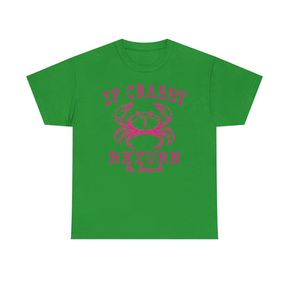If Crabby Return to Beach T-Shirt blue– Funny Coastal Crab Tee for Beach Lovers