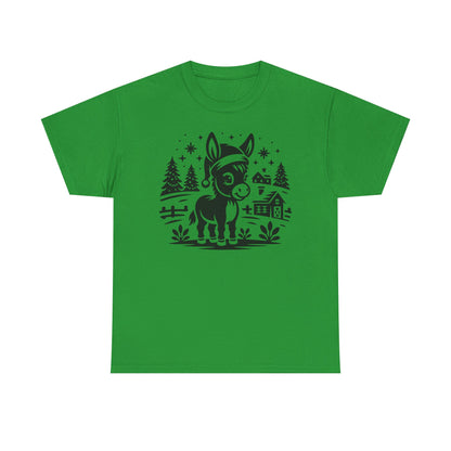 Donkey Farmhouse Christmas Tee — Cute Rustic Donkey Graphic T-Shirt