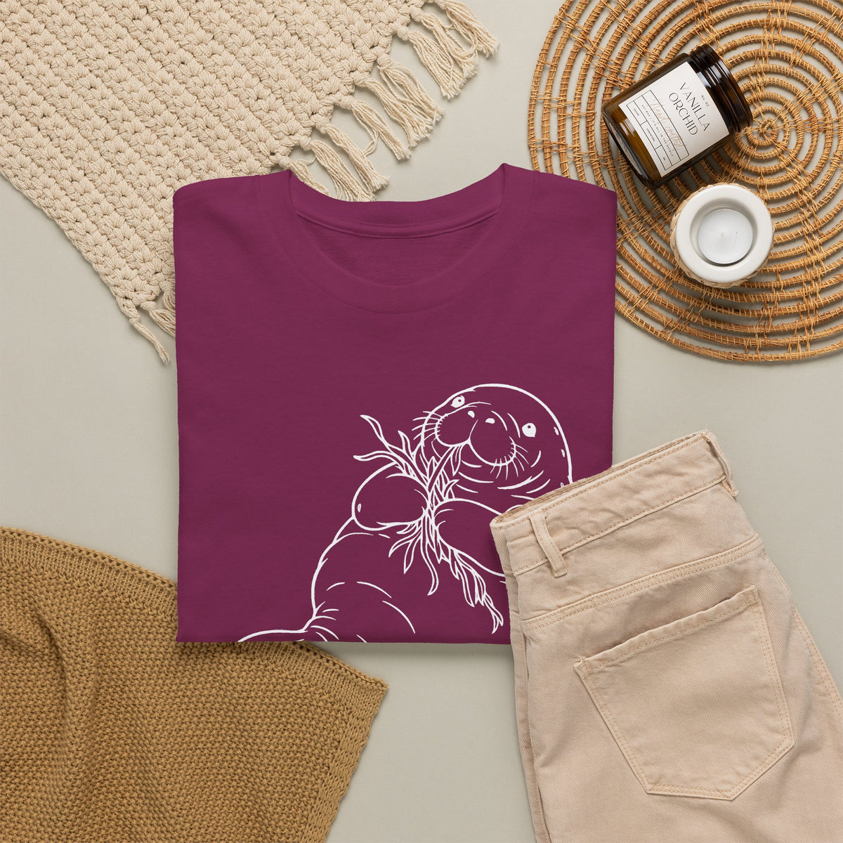Chubby Mermaid Seagrass Snacker Manatee T-Shirt