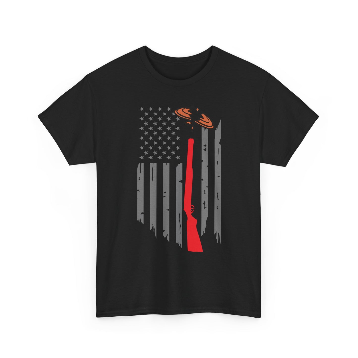 Rifle & Flag Graphic Tee — Patriotic Shooting Hunter Shirt