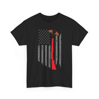 Rifle & Flag Graphic Tee — Patriotic Shooting Hunter Shirt