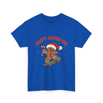 Gingerbread Skateboard Tee - "Can't Catch Me" Christmas T-Shirt