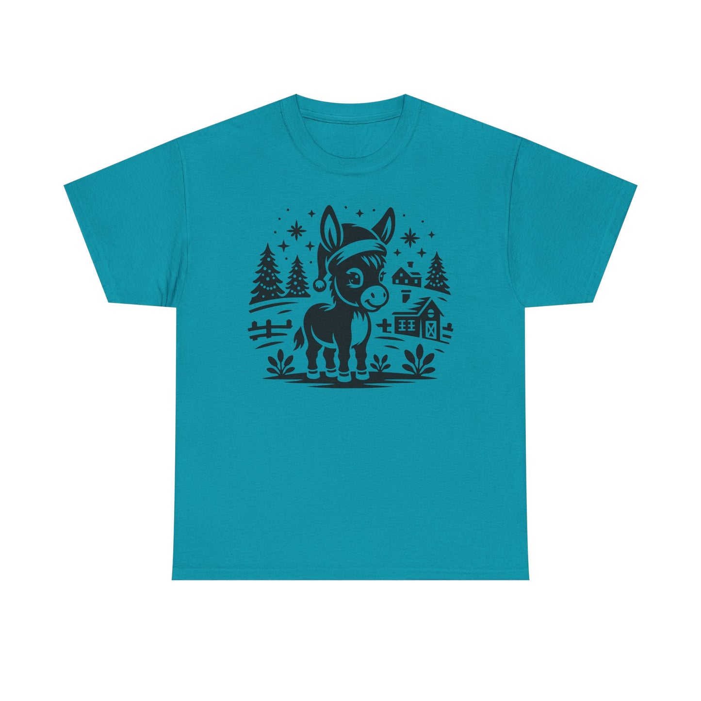 Donkey Farmhouse Christmas Tee — Cute Rustic Donkey Graphic T-Shirt