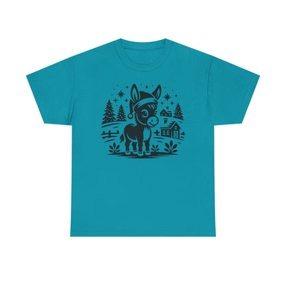 Donkey Farmhouse Christmas Tee — Cute Rustic Donkey Graphic T-Shirt