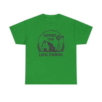 Support Your Local Farmers Tee — Rustic Farmhouse Barn & Windmill T‑Shirt