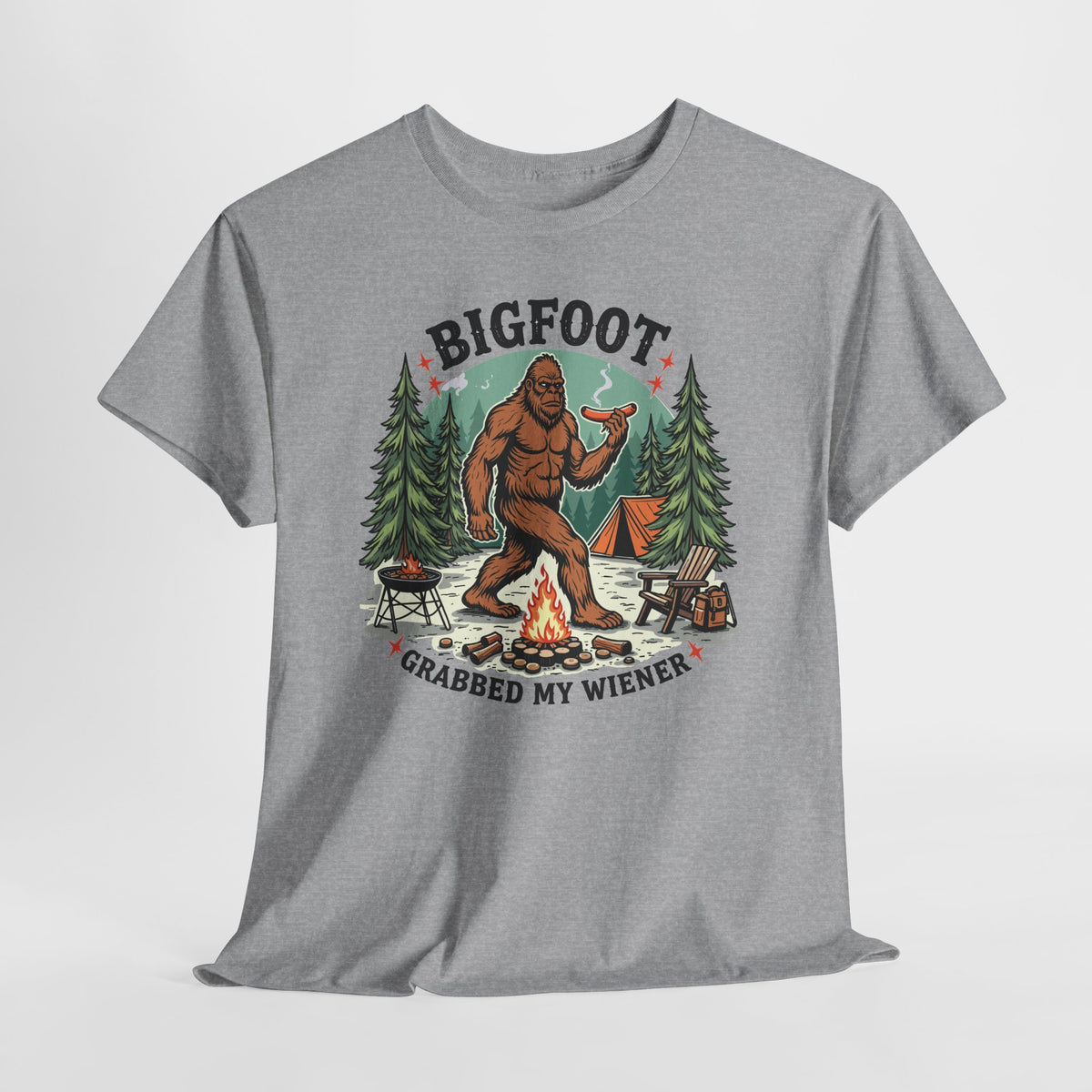 Bigfoot Grabbed My Wiener T-Shirt | Funny Camping Tee
