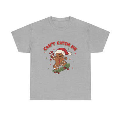 Gingerbread Skateboard Tee - "Can't Catch Me" Christmas T-Shirt
