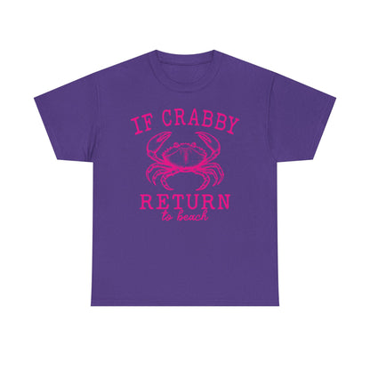 If Crabby Return to Beach T-Shirt blue– Funny Coastal Crab Tee for Beach Lovers