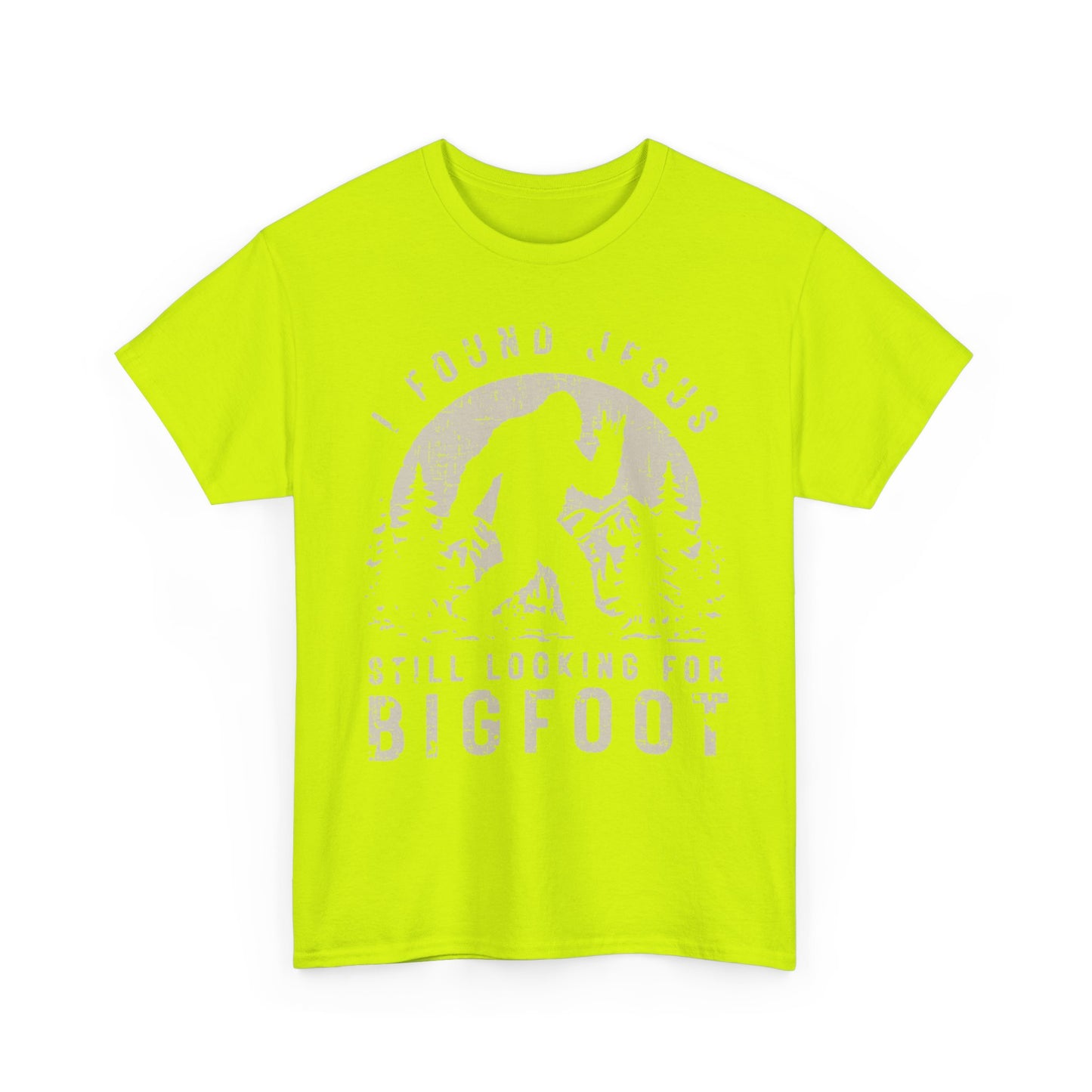 Bigfoot Graphic Tee -Tan — "I Found Jesus Still Looking for Bigfoot"