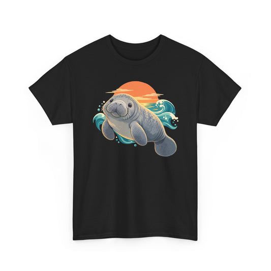 Chubby Mermaid Sunset Floater Manatee T-Shirt