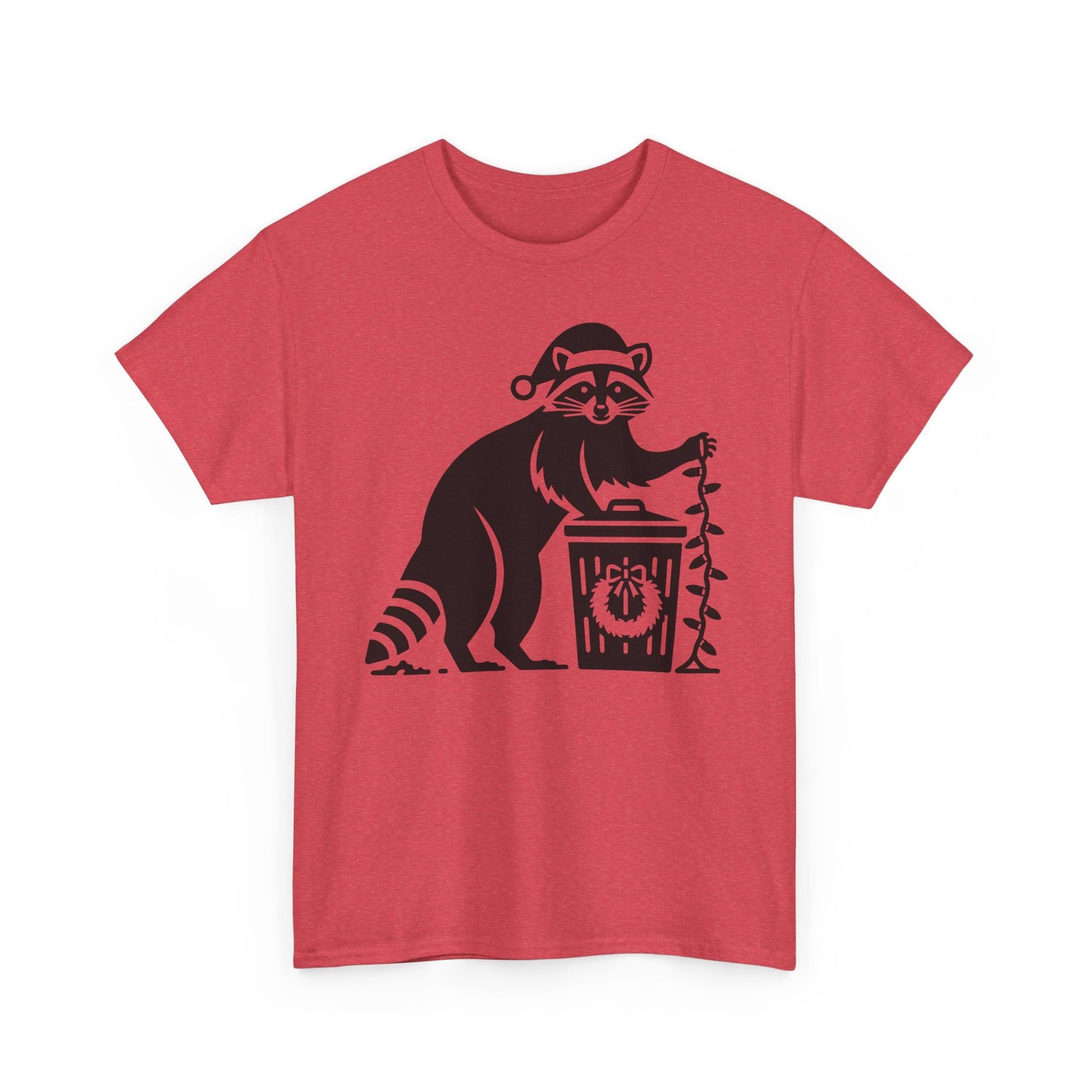 Raccoon With Christmas lights Graphic Tee — Cute Night Forest Animal Shirt