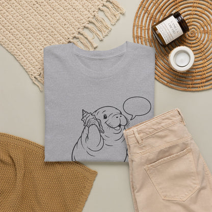 Chubby Mermaid Shell Phone Manatee T-Shirt