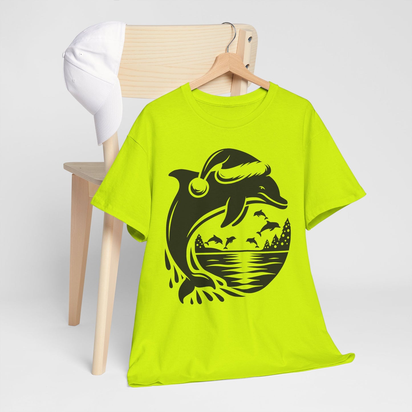 Dolphin Sunset Christmas Tee — Ocean Wave Graphic T‑Shirt