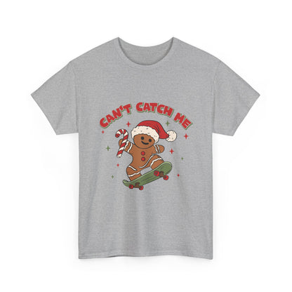 Gingerbread Skateboard Tee - "Can't Catch Me" Christmas T-Shirt
