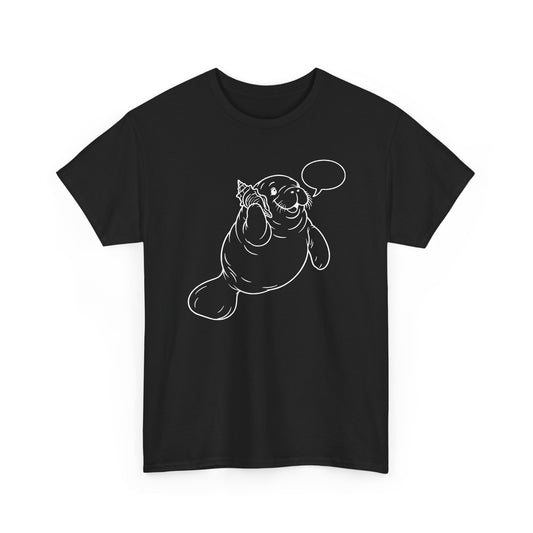 Chubby Mermaid Shell Phone Manatee T-Shirt