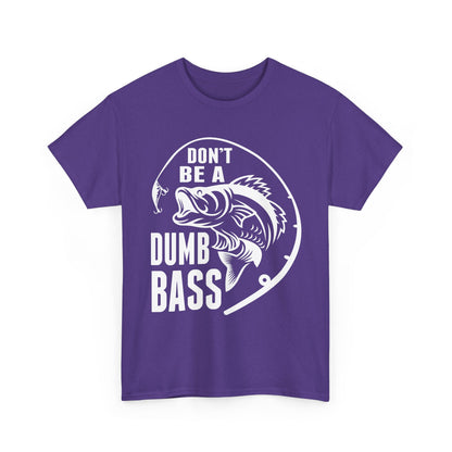 Fishing T-Shirt - White – "Don't Be a Dumb Bass" Graphic Tee for Anglers