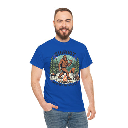 Bigfoot Campfire T-Shirt — "Bigfoot Grabbed My Wiener" Funny Camping Tee