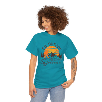 Go Outside Bigfoot Tee — Funny Outdoor Camping T‑Shirt (Worst Case Scenario Bigfoot Kills You)
