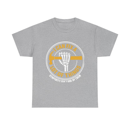 I Can Fix A Lot Of Things T-Shirt — Funny Mechanic Skeleton Wrench Tee