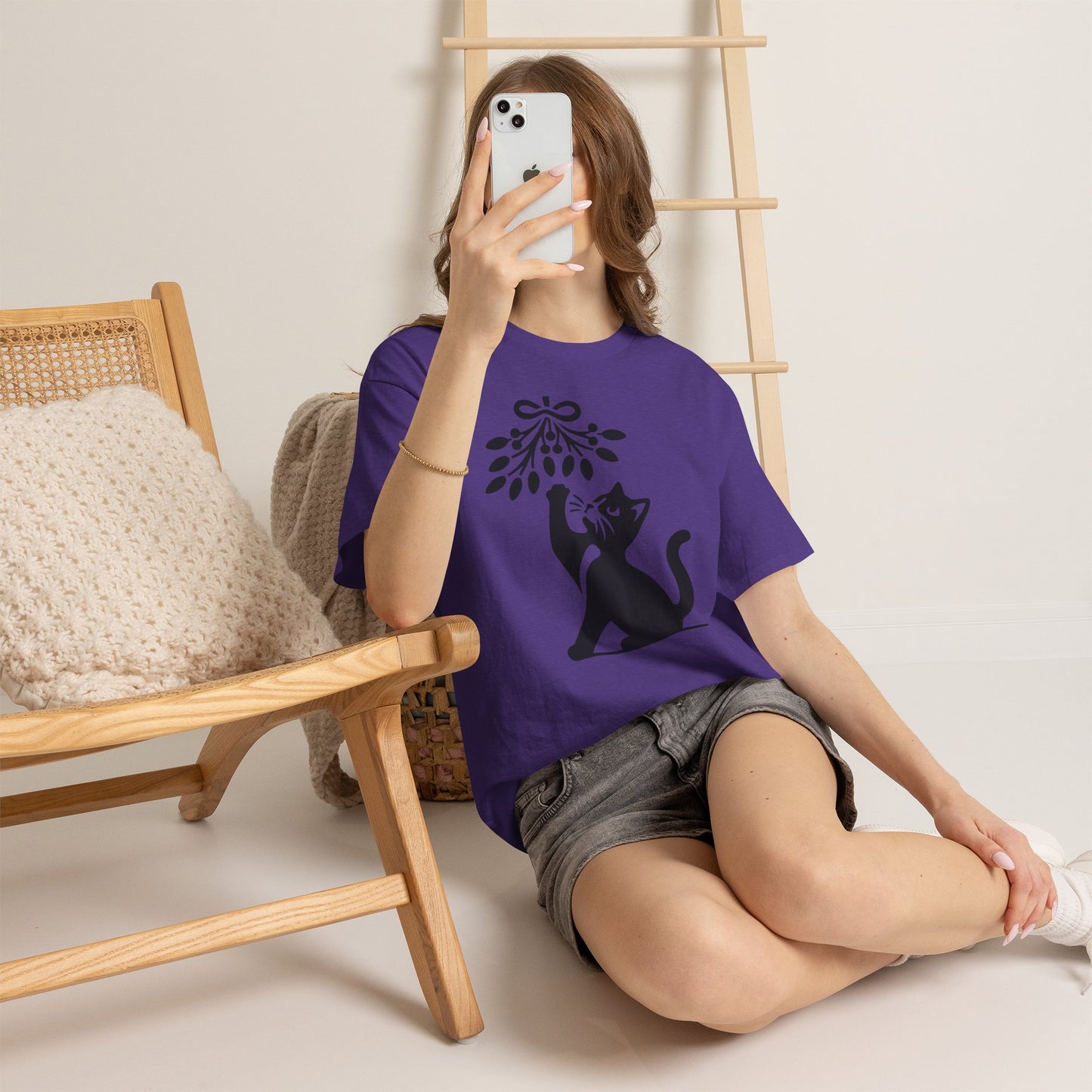 Cat Playing With Mistletoe Tee