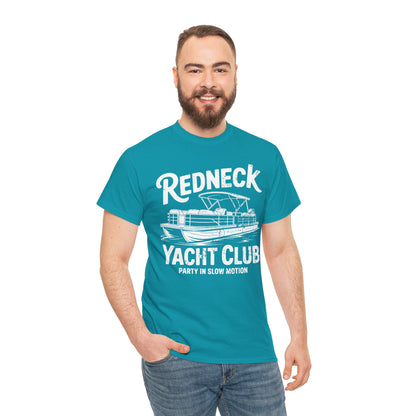Redneck Yacht Club white T-Shirt — "Party in Slow Motion" Boating Tee