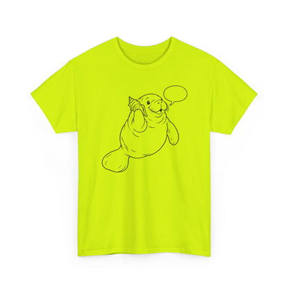 Chubby Mermaid Shell Phone Manatee T-Shirt