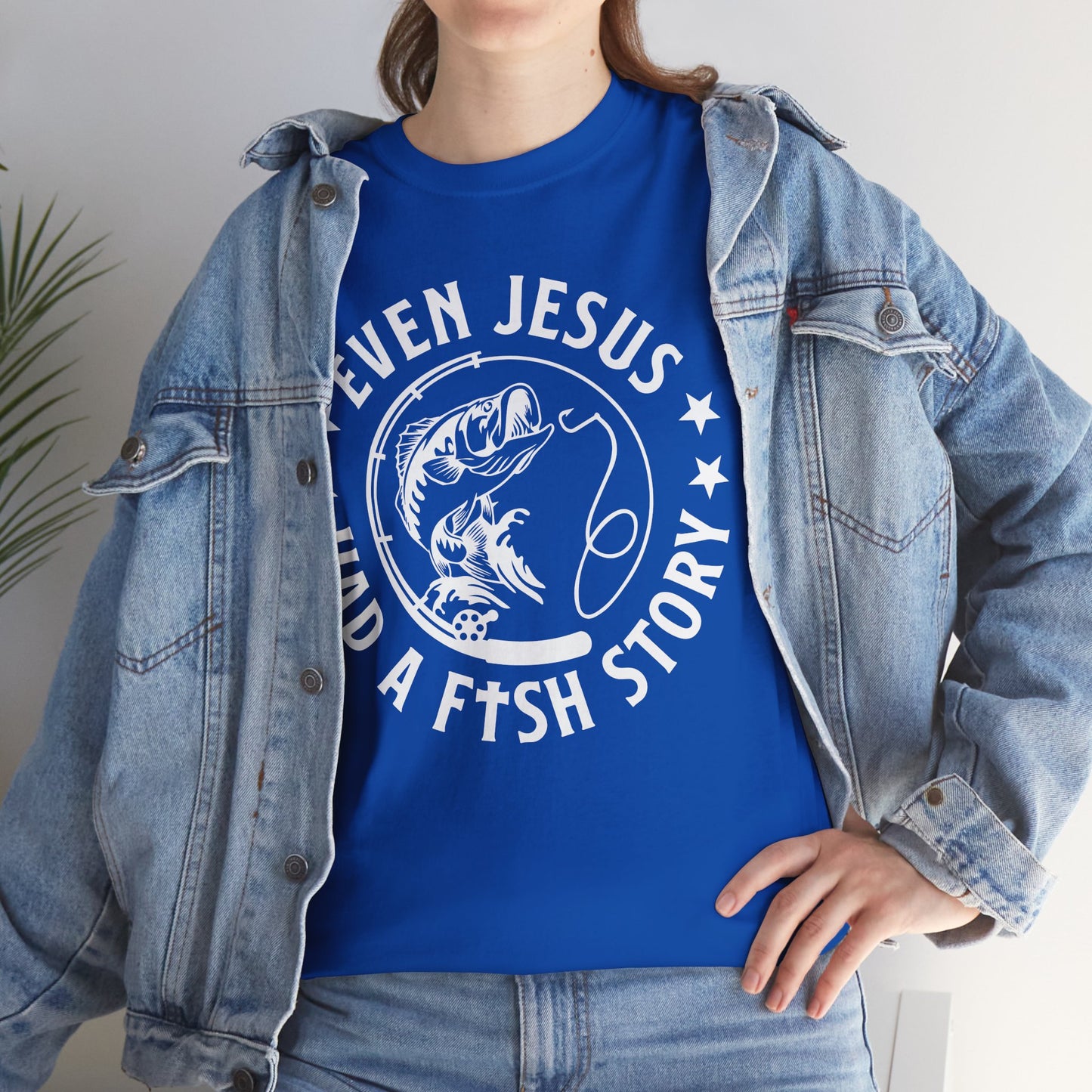 Fishing Tee-White  — "Even Jesus Had a Fish Story" Christian Outdoors Shirt