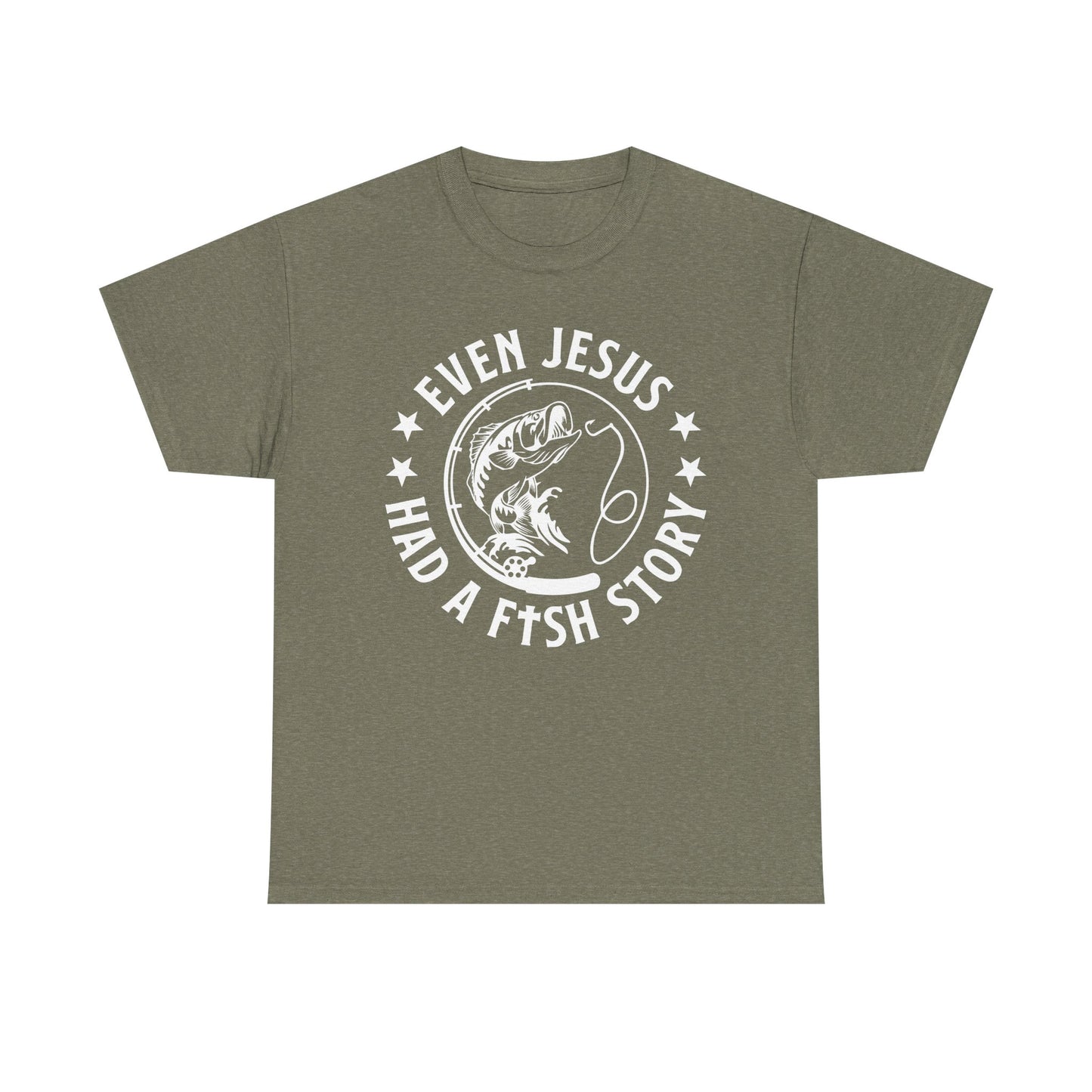Fishing Tee-White  — "Even Jesus Had a Fish Story" Christian Outdoors Shirt