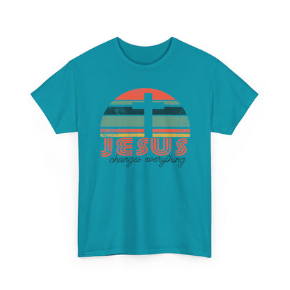 Jesus Changes Everything Tee — Retro Christian Cross Graphic Shirt