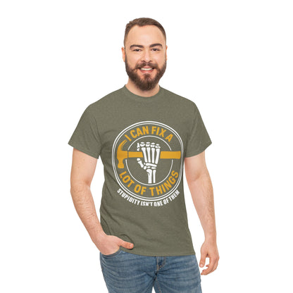I Can Fix A Lot Of Things T-Shirt — Funny Mechanic Skeleton Wrench Tee