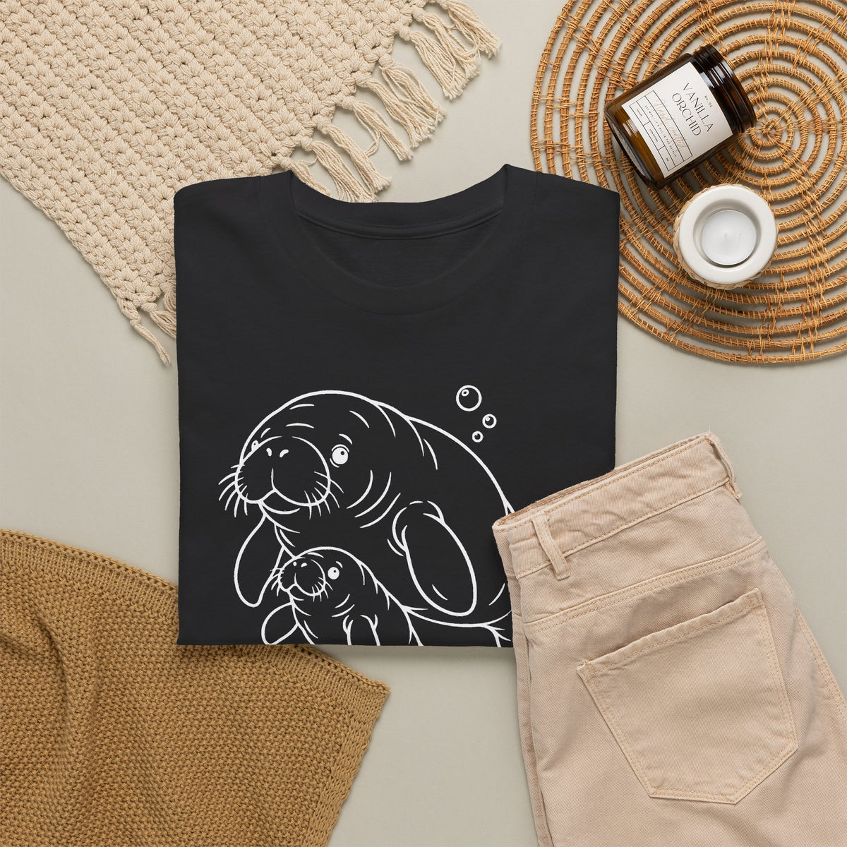 Chubby Mermaid Little Lagoon Family Manatee T-Shirt