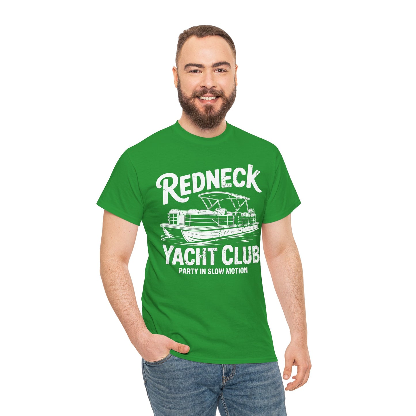Redneck Yacht Club white T-Shirt — "Party in Slow Motion" Boating Tee